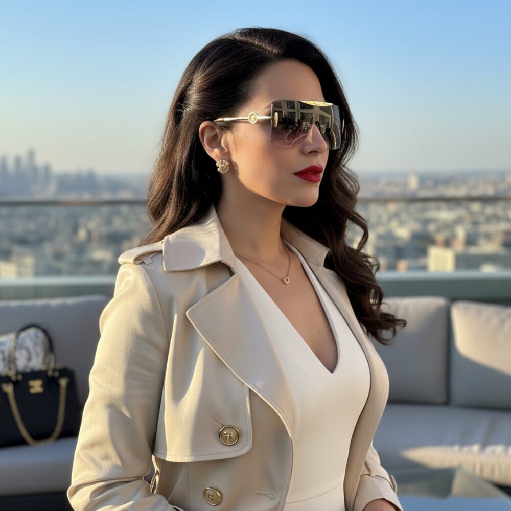 NEW Elite Panorama Oversized Trendy Designer Style Sunglasses - Smoke